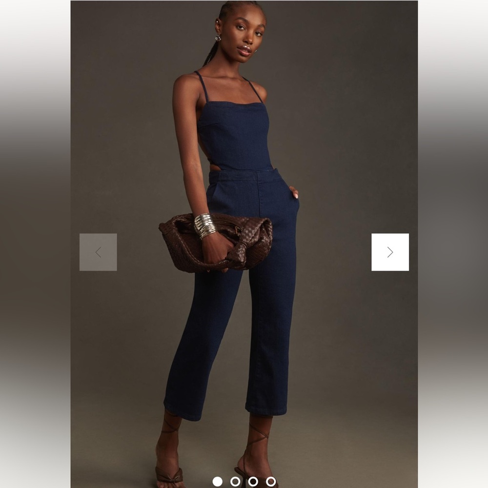NWT Anthropologie Pilcro Backless Denim Jumpsuit, Size 14 tall